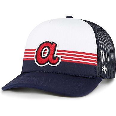 Men's '47 Navy Atlanta Braves Lift Off Foam Front Mesh Trucker Adjustable Hat