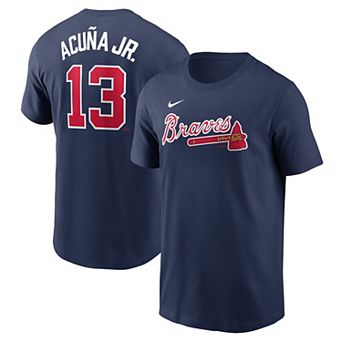 Men's Nike Ronald AcuÃ±a Jr. Navy Atlanta Braves Fuse Name & Number T-Shirt