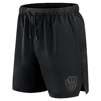 Men's Fanatics Signature Black Milwaukee Brewers Front Office Woven Shorts