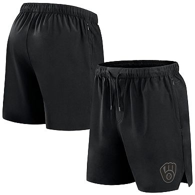 Men's Fanatics Signature Black Milwaukee Brewers Front Office Woven Shorts