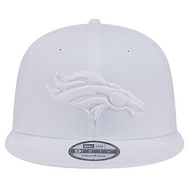 Men's New Era Denver Broncos Main White on White 9FIFTY Snapback Hat