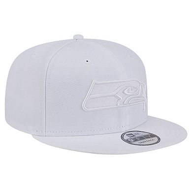 Men's New Era Seattle Seahawks Main White on White 9FIFTY Snapback Hat