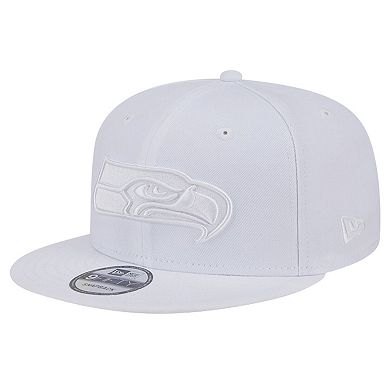 Men's New Era Seattle Seahawks Main White on White 9FIFTY Snapback Hat