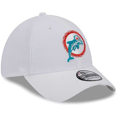 Men's New Era White Miami Dolphins Throwback 39THIRTY Flex Hat