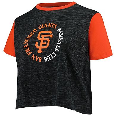 Women's New Era Black San Francisco Giants Plus Size Crossover Back Cropped T-Shirt