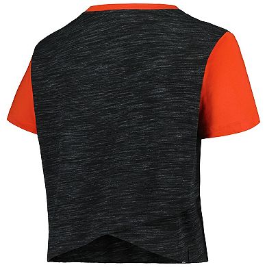 Women's New Era Black San Francisco Giants Plus Size Crossover Back Cropped T-Shirt