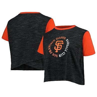 Women's New Era Black San Francisco Giants Plus Size Crossover Back Cropped T-Shirt