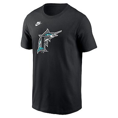 Men's Nike Black Florida Marlins Cooperstown Collection Team Logo T-Shirt
