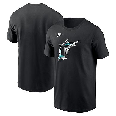 Men's Nike Black Florida Marlins Cooperstown Collection Team Logo T-Shirt