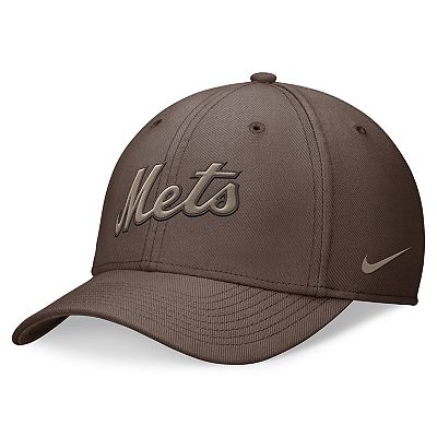 Men s Nike Brown New York Mets Statement Ironstone Performance SwooshFlex Hat