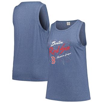 Women's Soft as a Grape Navy Boston Red Sox Plus Size Curvy High Neck Tri-Blend Tank Top