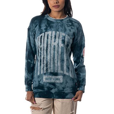 Women's The Wild Collective Blue New York Yankees Overdyed Pullover Sweatshirt