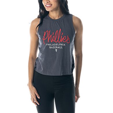 Women's The Wild Collective Charcoal Philadelphia Phillies Side Knot Tank Top