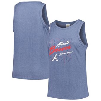 Women's Soft as a Grape Navy Atlanta Braves Plus Size Curvy High Neck Tri-Blend Tank Top