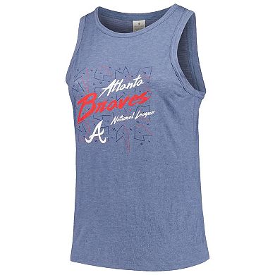 Women's Soft as a Grape Navy Atlanta Braves Plus Size Curvy High Neck Tri-Blend Tank Top