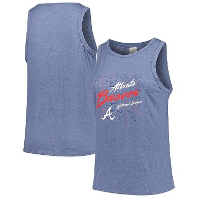 Women's Soft as a Grape Navy Atlanta Braves Plus Size Curvy High Neck Tri-Blend Tank Top