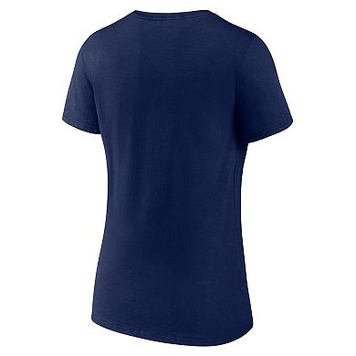 Women's Fanatics Navy Sporting Kansas City Logo V-Neck T-Shirt