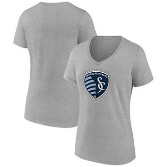 Women's Fanatics Steel Sporting Kansas City Evergreen Logo V-Neck T-Shirt