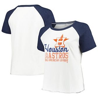 Women's Soft as a Grape White Houston Astros Plus Size Baseball Raglan T-Shirt