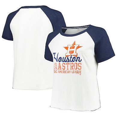 Women's Soft as a Grape White Houston Astros Plus Size Baseball Raglan T-Shirt