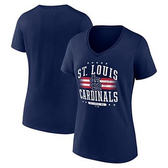 Women's Fanatics Branded Navy St. Louis Cardinals Americana V-Neck T-Shirt