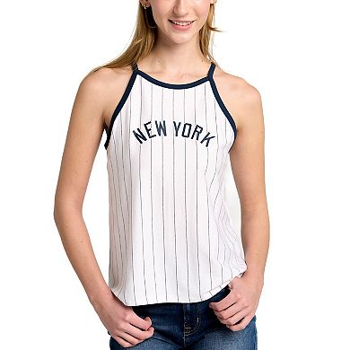 Women's Lusso  White New York Yankees Nahla Tank Top