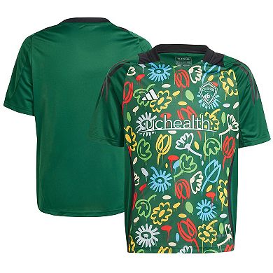 Youth adidas Green Colorado Rapids 2024 One Planet Pre-Match Top