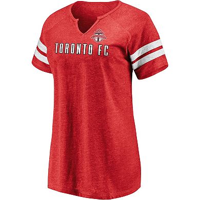 Women's Fanatics Branded Red Toronto FC True Classics Full Force Raglan Tri-Blend Notch Neck T-Shirt