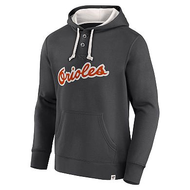 Men's Fanatics Branded Black Baltimore Orioles Plan for Adversity Henley Fleece Pullover Hoodie