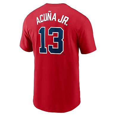 Men's Nike Ronald AcuÃ±a Jr. Red Atlanta Braves Fuse Name & Number T-Shirt