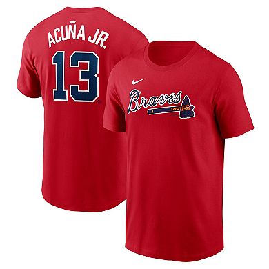 Men's Nike Ronald AcuÃ±a Jr. Red Atlanta Braves Fuse Name & Number T-Shirt