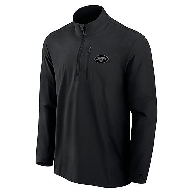 Men's Fanatics Black New York Jets Front Office Woven Quarter-Zip Jacket