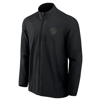Men's Fanatics Signature Black Milwaukee Brewers Front Office Woven Full-Zip Jacket