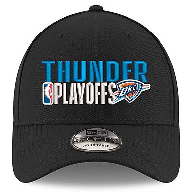 Men's New Era Black Oklahoma City Thunder 2024 NBA Playoffs 9FORTY Adjustable Hat
