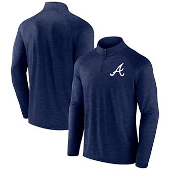 Men's Profile Navy Atlanta Braves Big & Tall Raglan Quarter-Zip Top