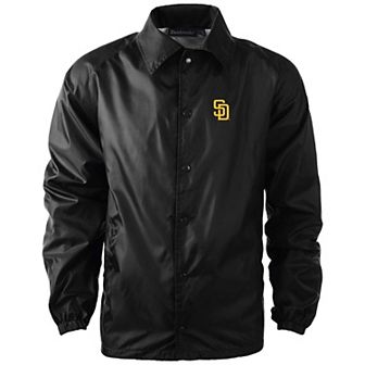 Men's Dunbrooke Black San Diego Padres Coach's Raglan Full-Snap Windbreaker Jacket