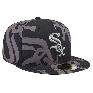 Men's New Era Black Chicago White Sox Logo Fracture 59FIFTY Fitted Hat