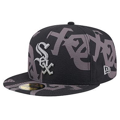 Men's New Era Black Chicago White Sox Logo Fracture 59FIFTY Fitted Hat
