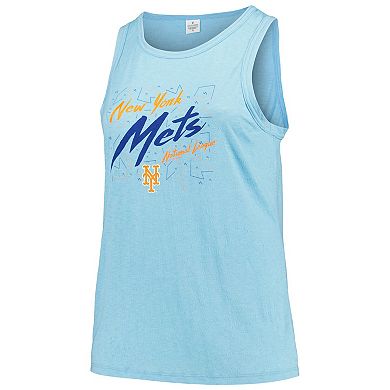 Women's Soft as a Grape Light Blue New York Mets Plus Size Curvy High Neck Tri-Blend Tank Top