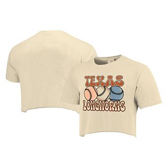 Women's Natural Texas Longhorns Comfort Colors Baseball Cropped T-Shirt