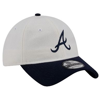 Men's New Era Cream Atlanta Braves Leather Strap 9TWENTY Adjustable Hat