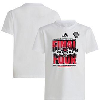 Youth adidas White NC State Wolfpack 2024 NCAA Women's Basketball Tournament March Madness Final Four Locker Room T-Shirt