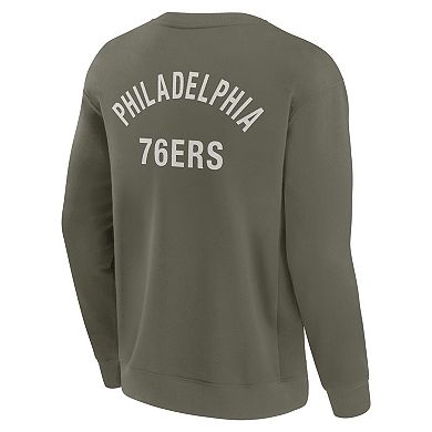 Unisex Fanatics Signature Olive Philadelphia 76ers Super Soft Pullover Crew Sweatshirt