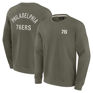 Unisex Fanatics Signature Olive Philadelphia 76ers Super Soft Pullover Crew Sweatshirt