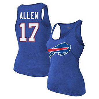 Women's Majestic Threads Josh Allen Royal Buffalo Bills Name & Number Tri-Blend Tank Top