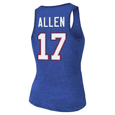 Women's Majestic Threads Josh Allen Royal Buffalo Bills Name & Number Tri-Blend Tank Top