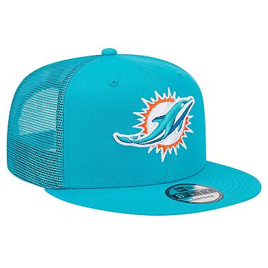 KTZ Miami Dolphins 2025 Sideline Throwback 9seventy Trucker Adjustable Hat in Blue for Men