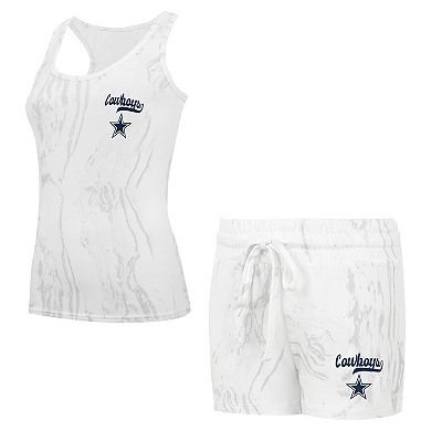 Women's Concepts Sport White Dallas Cowboys Plus Size Quartz Tank Top & Shorts Set