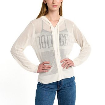 Women's Lusso Black Los Angeles Dodgers Summer Mesh Full-Zip Hooded Top