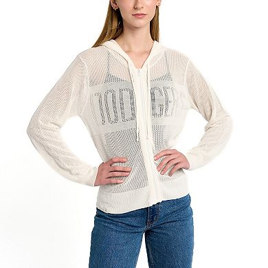 Women's Lusso Black Los Angeles Dodgers Summer Mesh Full-Zip Hooded Top